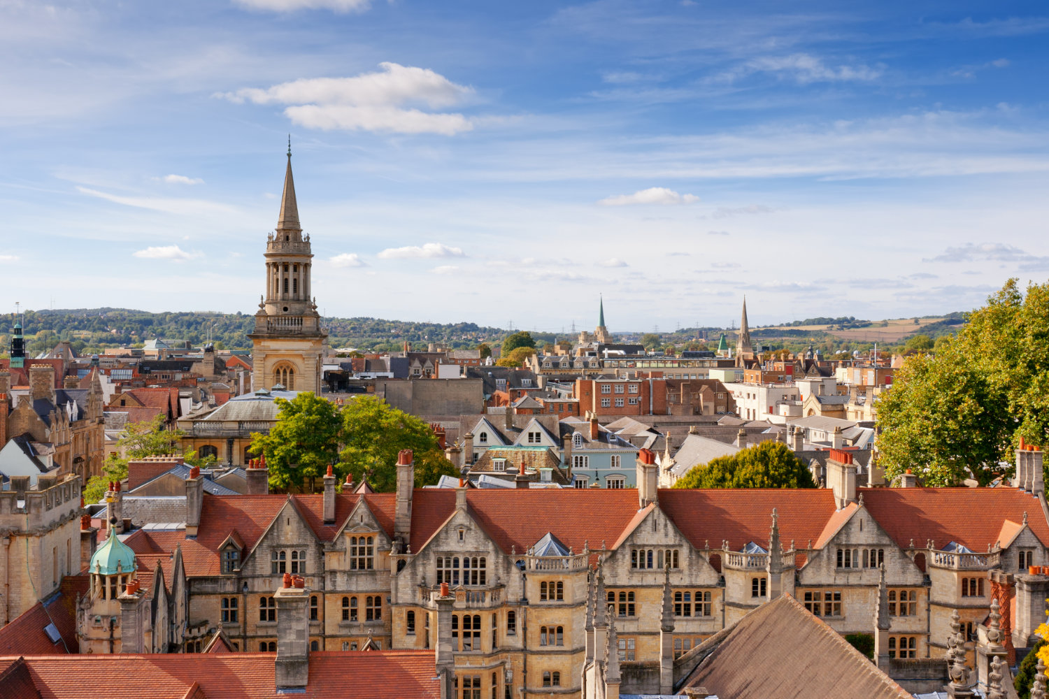 Cityscape of Oxford in Oxfordshire, UK